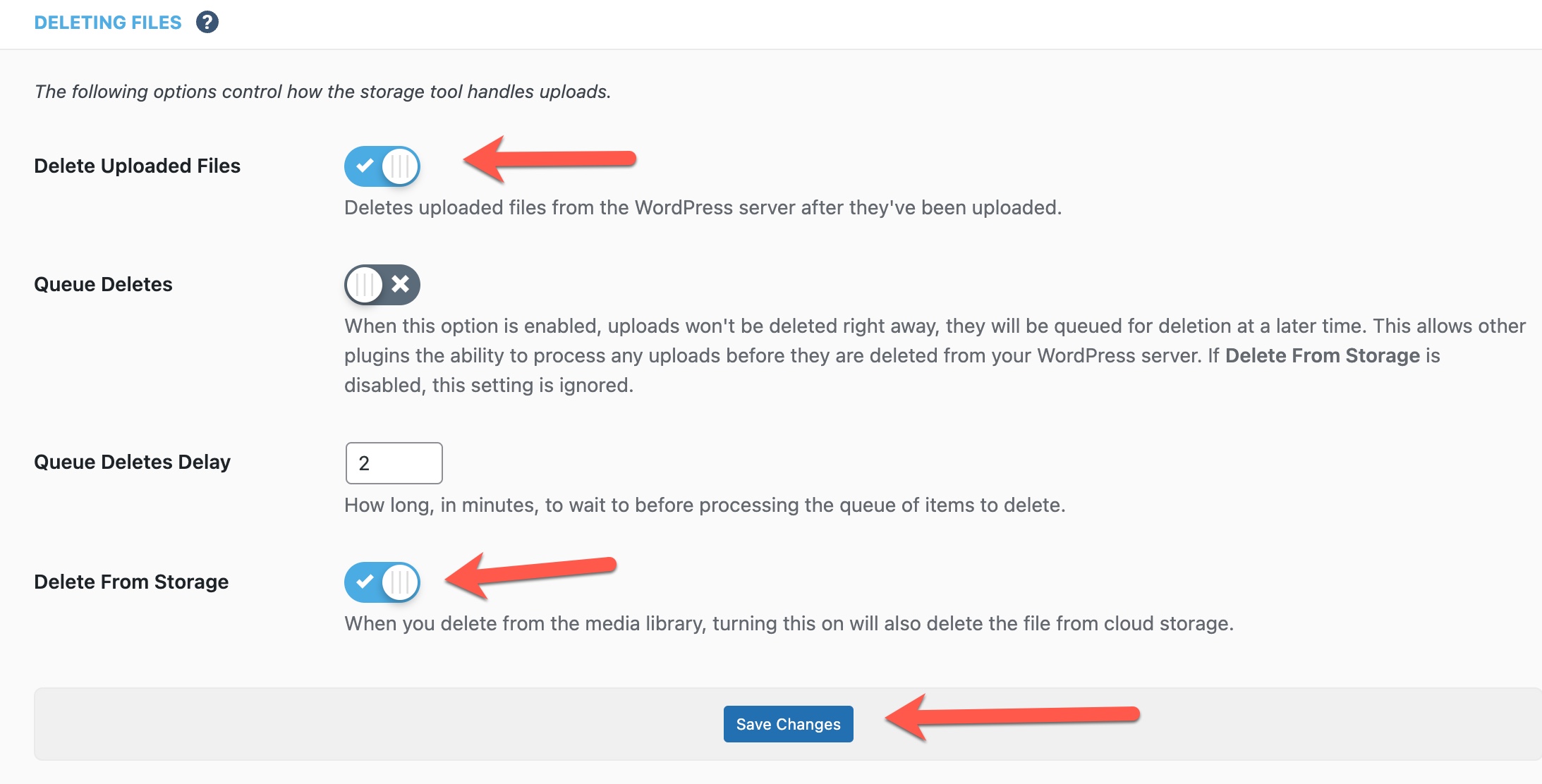 delete settings for media cloud plugin