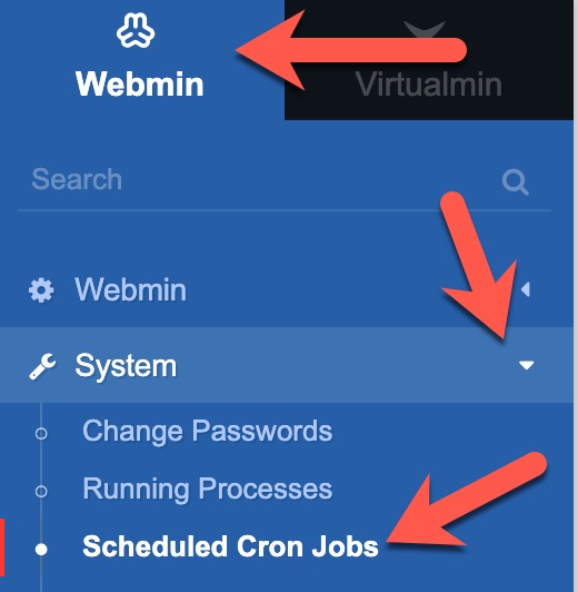 virtualmin schedule cron menu