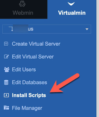 virtualmin install phpmyadmin menu